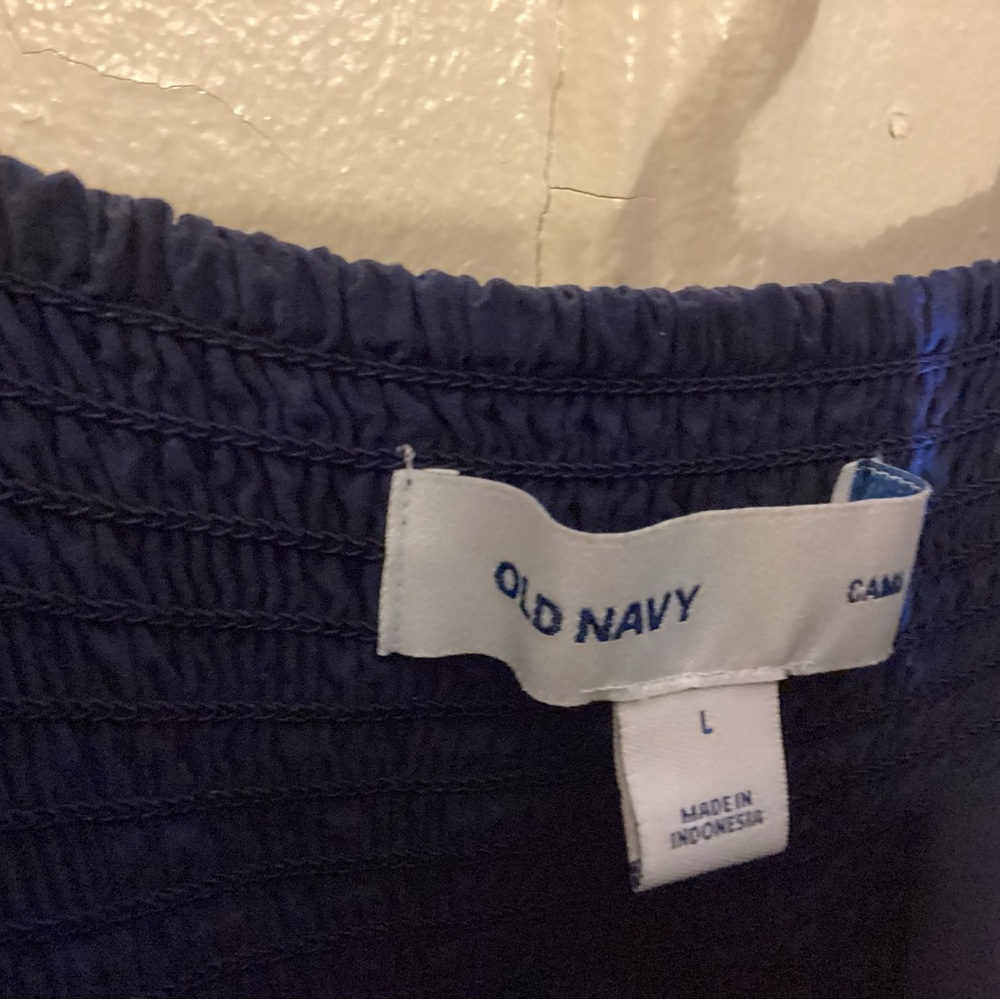 - Old Navy large Blue Tropical Maxi dress Back total stretch - Picture 8 of 9